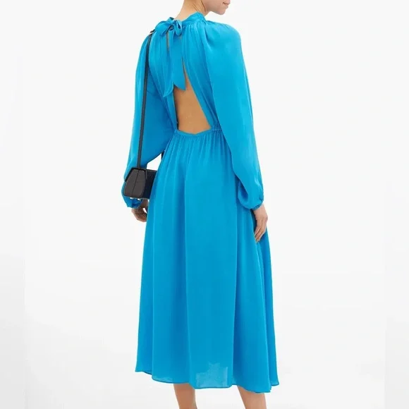 Rhode Mai Gathered Open-Back Crepe Midi Dress. Retail price: $435. XS size. - Picture 16 of 16